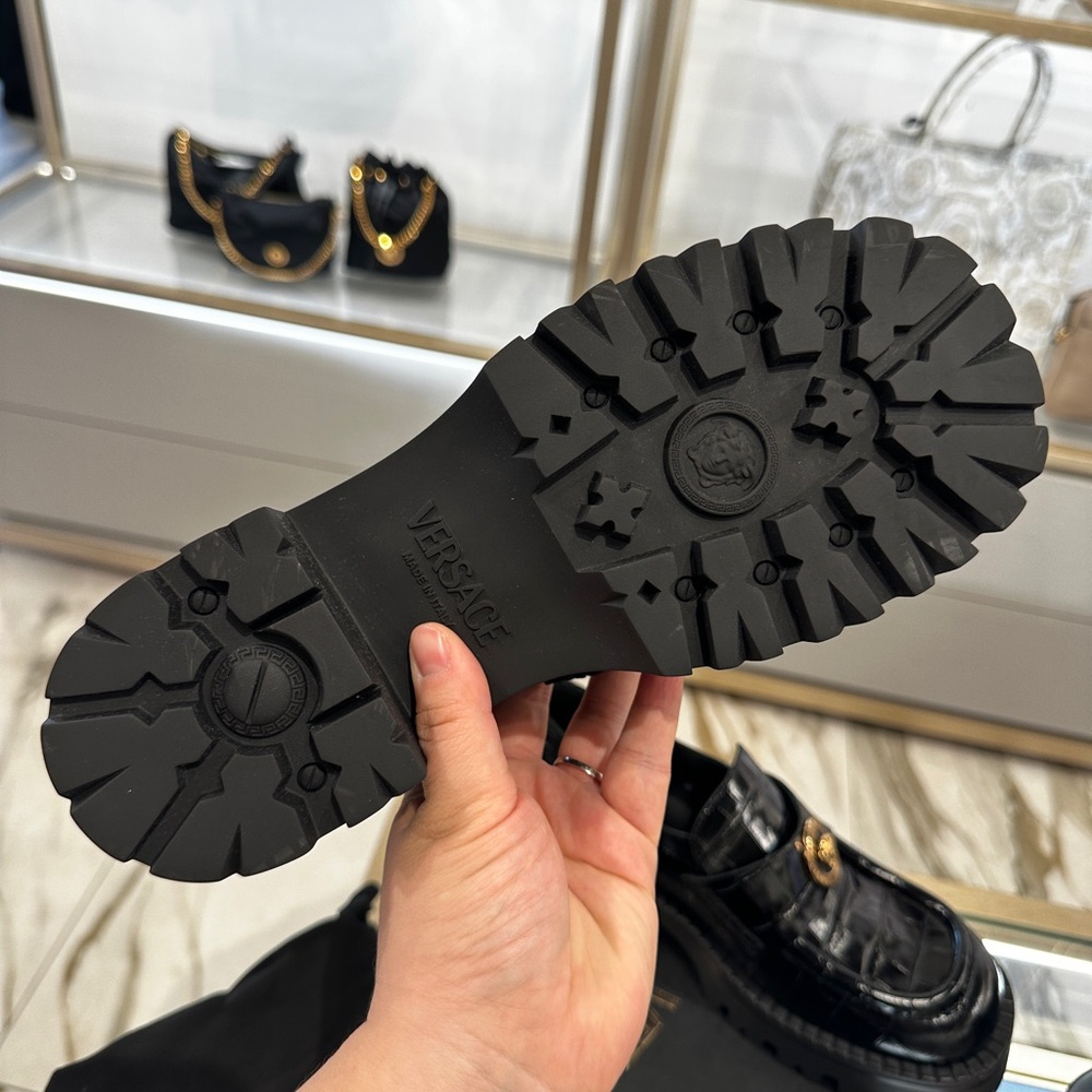 Versace Medusa croc print leather black womens loafer - Picture 4 of 6